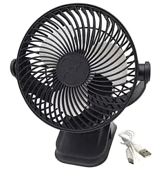 Вентилятор настільний акумуляторний з прищіпкою діаметр 16см від USB UKC FAN LY-850