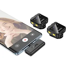 Мікрофонна радіосистема Hoco L17 Lightning/USB-C Black (6942007645997) [158600] - мініатюра 6