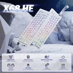 Клавіатура Attack Shark X68 HE RGB Magnetic Linear Switches White Contours (AS-6972792471020-WC) [176657] - мініатюра 2
