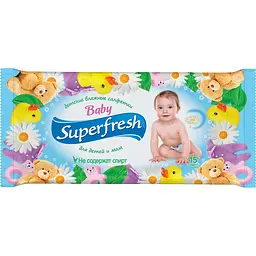 Дитячі вологі серветки Superfresh Baby Ромашка 15 шт