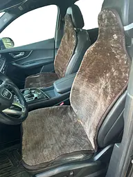 Накидка на сидіння в автомобіль з вовни 1 шт. коричнева - мініатюра 3