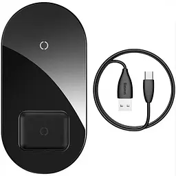 Бездротовий зарядний пристрій Baseus Simple 2 in 1 (Phone + Pods) 18W WXJK-01 Black - мініатюра 2