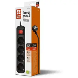 Фільтр живлення СolorWay 4 розетки, 2м, Black (CW-PSEA42BK)