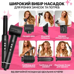 Мультистайлер No brand Airwrap HS05 long, стайлер з 7 насадками Чорний - мініатюра 3