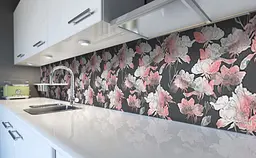 Кухонний фартух Пастельні квіти Акварель вінілова для кухні 65х250 см абстракція Сірий Happy Pocket Z184252 - мініатюра 5