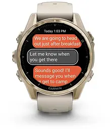 Смарт-годинник Garmin Fenix 8 43mm AMOLED Sapphire Soft Gold w. Fog Gray/Dark Sandstone S. Band (010-02903-10/11/18) - мініатюра 3