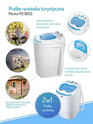 Туристична пральна машина Mesko MS 8053 580 Вт біла - мініатюра 4