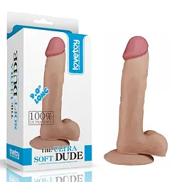 Фалоімітатор із присоскою LoveToy The Ultra Soft Dude Flesh 22 см тілесний - мініатюра 2