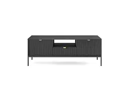 Тумба під телевізор Perfect Home Нова / Nova 2-дверна з 1 шухлядою і чорними ніжками RTV154 Чорний (PFH-091219)