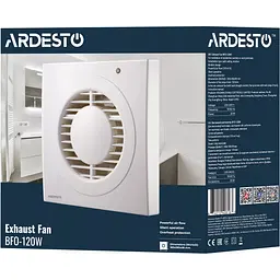 Витяжний вентилятор Ardesto BFO-120W 20 Вт 150 м3/г 2300 об./хв. 35 дБ білий - мініатюра 8