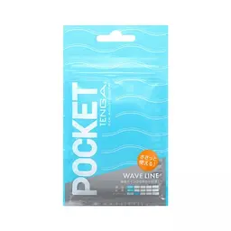 Кишеньковий міні-мастурбатор Tenga Pocket Wave Line, 7.5х5.5 см (блакитний)