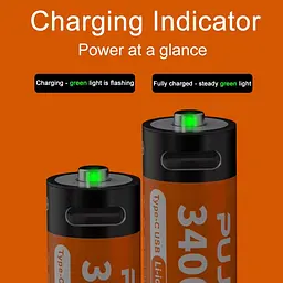 Акумулятори пальчикові AA з входом USB Type-C 4255mWh 1.5V акумуляторні батареї з роз'ємом для заряджання Pujimax 4шт з кабелем - мініатюра 3