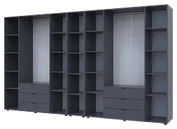 Комплект Doros Гелар з Етажеркою Графіт 4+4 ДСП 348.2х49.5х203.4 (42005065) - мініатюра 2