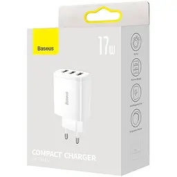 Зарядний пристрій Baseus Compact Charger 3U 17W White (CCXJ020102) - мініатюра 5