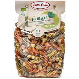 Макарони Dalla Costa Fusilli con pomodoro e spinaci Bio Pasta з томатом та шпинатом 400 г