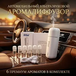 Ультразвуковий автомобільний аромадифузор Vitol з розпорошенням на повітропровід Білий (Набір 6 ароматів) - мініатюра 2