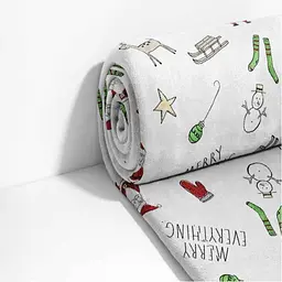Плед LELIT 180*200 Новорічний Велсофт,Білий Merry everything
