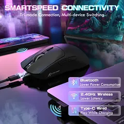 Мышка Attack Shark X1, Wireless/Bluetooth, 40000dpi. (PAW3395PRO), 6кн., Black - миниатюра 8