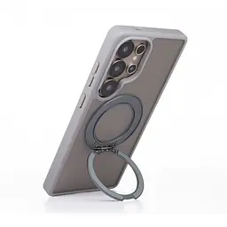 Противоударный чехол-панель для Samsung Galaxy S25 Ultra 5G, Unit Stand2, серый, силикон + поликарбонат, защита всего корпуса, с подставкой, поддержка магнитных держателей и беспроводной зарядки (MagSafe), ArmorStandart (ARM89563) - мініатюра 5