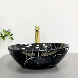 Умивальник VBI Parma black stone glossy накладний VBI-011014, Чорний матовий - мініатюра 2