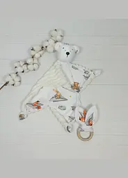 Іграшка-комфортер і еко-гризунок a.l.babybox Звірі в літаку Молочний
