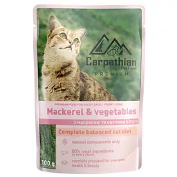 Вологий корм для котів Carpathian Pet Food Макрель з овочами в соусі 100 г