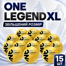 Презервативи ONE Legend XL 15 ШТ, класичні гладкі латексні, збільшеного розміру, з розширеною голівкою