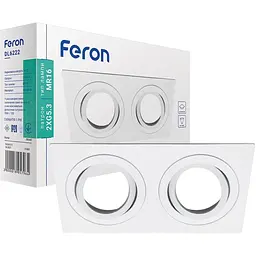 Світильник точковий Feron DL6222 MR16 білий подвійний квадрат G5.3 (1805)