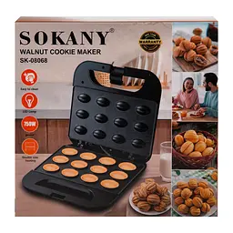Горішниця електрична Sokany SK-08068 з антипригарним покриттям на 12 горішків, чорний - мініатюра 8