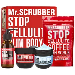 Антицелюлітний набір Mr.Scrubber Slim&Elastic body: Зігрівальне обгортання 250 г + Холодне обгортання 250 г + Олія 100 мл + Скраб 200 г