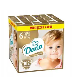 Підгузки Dada Extra Care 6 EXTRA LARGE для дітей вагою 16+ кг 102 шт (3 ExtraCare6New)