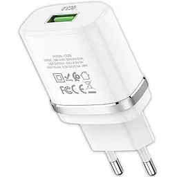 Мережевий зарядний пристрій 1USB Hoco C12Q 3A White - мініатюра 2