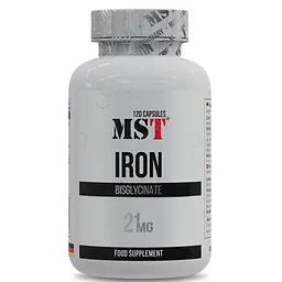 Вітамін С та залізо MST Nutrition Iron Bisglycinate, 120 капсул для профілактики залізодефіцитної анемії