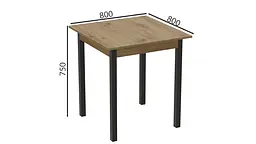 Стіл кухонний Ferrum-decor Агата 75x80x80 Чорний ДСП Дуб Артізан 16мм (FRD-105679) - мініатюра 4