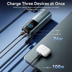 Батарея універсальна Vention 27000 mAh 200W Gray TFT Display Type (FKGH0) - мініатюра 9