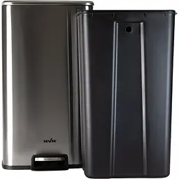 Відро для сміття MBM My Home з кришкою та педаллю 30 л сірий (BIN-15 30L SS) - мініатюра 3