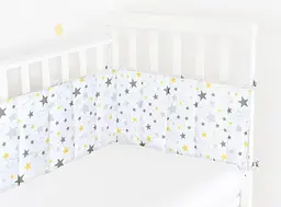 Бортики в дитяче ліжечко 30x120 YELLOW STAR, білий (WeltBed_StarYellowGrey_White_30x120) - мініатюра 2