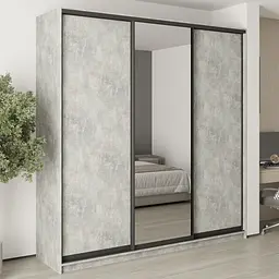 Шафа-купе тридверна MebelStar Стандарт BG 2ДСП/Дзеркало 230x60x240 см Бетон (MBS-8711)