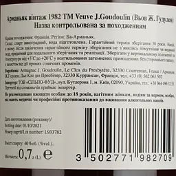 Арманьяк Veuve J.Goudoulin Bas Armagnac 1982 40% 0.7 л у подарунковій коробці - мініатюра 5