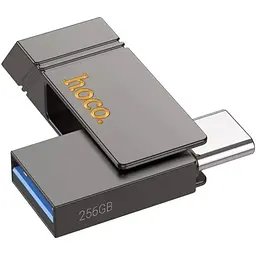 USB флеш накопичувач Hoco UD14 256GB 2 в 1 USB 3.2/ Type-C металевий сірий