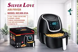 Повітряна фритюрниця із кнопками Silver love MK-81-А 1500 W, на 8 літрів - мініатюра 2