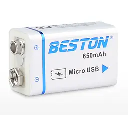 Акумулятор крона Beston 650mAh 9V Li-ion microUSB - мініатюра 6