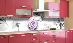 Вініловий кухонний фартух Happy Pocket Кава і Рози наклейка для кухні ПВХ абстракція Напої Сірий Z181404 - мініатюра 2