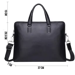 Шкіряна чоловіча ділова сумка-портфель портфель для ноутбука чорний Tiding Bag 64028 37 см - мініатюра 10