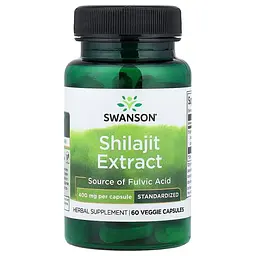 Екстракт шиладжиту Shilajit Extract 400 mg Standardized, 60 вегакапсул Swanson vit0004311
