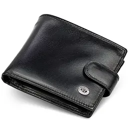 Чоловіче портмоне з натуральної шкіри ST Leather В104 чорне 9,5 см