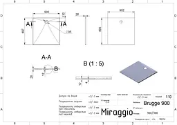 Піддон для душової кабіни Miraggio Brugge 900 з литого мармуру 902x899x26 00414201 Білий - мініатюра 4