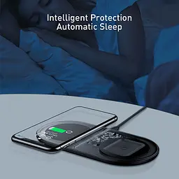 Зарядне бездротове подвійне BASEUS Simple 2in1 Wireless Charger Pro Edition For Phones + Pod (WXJK-C01) - мініатюра 5