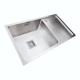 Кухонна мийка Platinum Handmade 780х440х230 L з нержавіючої сталі 3 мм квадратний сифон прямокутна - мініатюра 3
