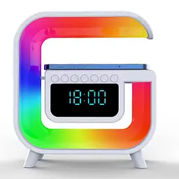 Акумуляторний нічник G-Smart G30 RGB з годинником, Bluetooth колонкою та зарядкою для телефону - мініатюра 2